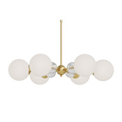 Alora Lighting Celia 6 Light 28" Wide Sputnik Chandelier Brushed Gold / Opal Glass