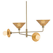 Alora Lighting Piper 4 Light 38" Wide Chandelier with Rattan Shades Brushed Gold