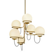 Alora Lighting Alba 6 Light 32" Wide Chandelier Aged Brass / Opal Glass