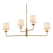 Alora Lighting Bridgette 4 Light 44" Wide Chandelier with Linen Shades Brushed Gold / White Linen