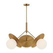 Alora Lighting Plume 2 Light 24" Wide Chandelier Brushed Gold / Opal Glass