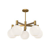 Alora Lighting Castilla 5 Light 30" Wide Chandelier with Opal Glass Shades Aged Gold