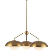Alora Lighting Rubio 3 Light 28" Wide Chandelier with Opal Glass Shades Aged Gold