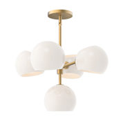 Alora Lighting Willow 5 Light 18" Wide Chandelier with Opal Glass Shades Brushed Gold