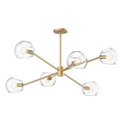 Alora Lighting Willow 6 Light 37" Wide Chandelier with Clear Glass Shades Brushed Gold