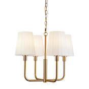Alora Lighting Plisse 4 Light 23" Wide Chandelier with Opal Glass Shades Aged Gold