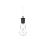 Alora Lighting Marcel 8" Wide Mini Pendant Black / Clear Bubble Glass