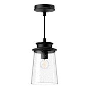 Alora Lighting Quincy 6" Wide Outdoor Mini Pendant with Clear Bubble Glass Shade Black Textured