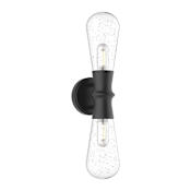 Alora Lighting Marcel 2 Light 8" Tall Wall Sconce Black / Clear Bubble Glass