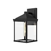 Alora Lighting Larchmont 15" Tall Outdoor Wall Sconce with Clear Glass Shade Black Textured