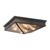 Alora Lighting Cairo 4 Light 19" Wide Flush Mount Square Ceiling Fixture Urban Bronze / Clear Ribbed Glass