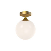 Alora Lighting Nouveau 8" Wide Semi-Flush Globe Ceiling Fixture with Opal Glass Shade Aged Gold