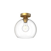 Alora Lighting Castilla 10" Wide Semi-Flush Globe Ceiling Fixture with Clear Glass Shade Aged Gold
