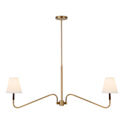 Alora Lighting Sloan 2 Light 30" Wide Linear Chandelier Brushed Gold / White Linen