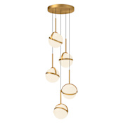 Alora Lighting Globo 17" Wide LED Multi Light Pendant with Frosted Acrylic Shades Brushed Gold