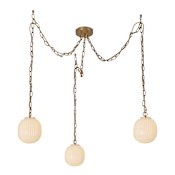 Alora Lighting Cherise 3 Light 7" Wide Multi Light Pendant with Ribbed Opal Glass Shades Brushed Gold / Glossy Ribbed Opal Glass
