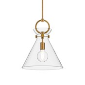 Alora Lighting Emerson 14" Wide Pendant Aged Gold / Clear Glass