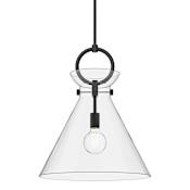 Alora Lighting Emerson 18" Wide Pendant Matte Black / Clear Glass
