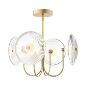Alora Lighting Hera 21" Wide Multi Light Pendant Brushed Gold / Clear Ribbed Glass