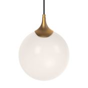 Alora Lighting Nouveau 8" Wide Mini Pendant with Opal Glass Shade Aged Gold