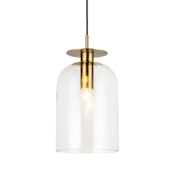 Alora Lighting Sylvia 8" Wide Mini Pendant Brushed Gold / Clear Glass