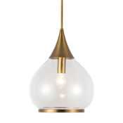 Alora Lighting Hazel 14" Wide Pendant with Clear Glass Shade Aged Gold