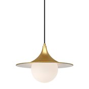 Alora Lighting Fuji 13" Wide Pendant with Opal Glass Shade Brushed Gold