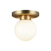 Alora Lighting Fiore 6" Wide Semi-Flush Globe Ceiling Fixture Brushed Gold / Glossy Opal Glass