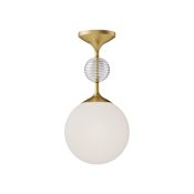 Alora Lighting Celia 13" Wide Semi-flush Globe Ceiling Fixture Brushed Gold / Opal Glass