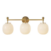 Alora Lighting Cherise 3 Light 28" Wide Vanity Light Brushed Gold / Glossy Ribbed Opal Glass