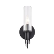 Alora Lighting Torres 12" Tall Wall Sconce Clear Ribbed Glass / Matte Black