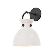 Alora Lighting Waldo 13" Tall Wall Sconce Matte Black / Glossy Opal