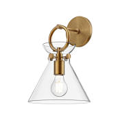 Alora Lighting Emerson 13" Tall Wall Sconce Aged Gold / Clear Glass