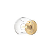Alora Lighting Willow 5" Tall Bathroom Sconce with Clear Glass Shade Brushed Gold
