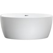 Altair Jolie 55" Free Standing Acrylic Soaking Tub with Center Drain, Drain Assembly, and Overflow White
