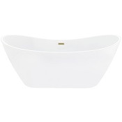 Altair Vansza 67" Free Standing Acrylic Soaking Tub with Center Drain, Drain Assembly, and Overflow Glossy White