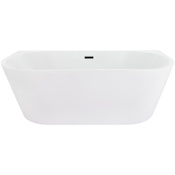 Altair Satchi 67" Free Standing Acrylic Soaking Tub with Center Drain, Drain Assembly, and Overflow Glossy White