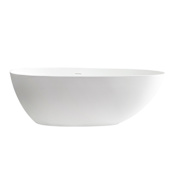 Altair Giotto 67" Free Standing Solid Surface Soaking Tub with Center Drain, Drain Assembly, and Overflow Matte White