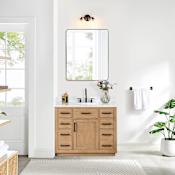 Altair Gavino 42" Free Standing Single Basin Vanity Set with Cabinet, Engineered Stone Vanity Top, and Framed Mirror Light Brown