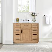 Altair Gavino 42" Free Standing Single Basin Vanity Set with Cabinet and Engineered Stone Vanity Top Light Brown