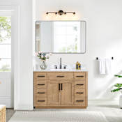 Altair Gavino 48" Free Standing Single Basin Vanity Set with Cabinet, Stone Composite Vanity Top, and Framed Mirror Light Brown