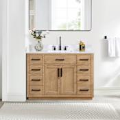 Altair Gavino 48" Free Standing Single Basin Vanity Set with Cabinet and Stone Composite Vanity Top Light Brown