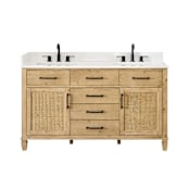 Altair Salome 60" Free Standing Double Basin Vanity Set with Cabinet and Engineered Stone Vanity Top Weathered Fir