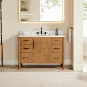 Altair Velora 48" Free Standing Single Basin Vanity Set with Cabinet and Engineered Stone Vanity Top Mango Brown