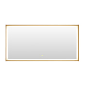 Altair Apollo 60"W x 30"H Rectangular Flat Aluminum Framed Wall Mounted Bathroom Mirror with LED Lighting Brushed Gold