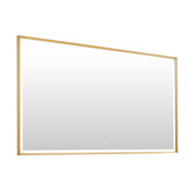Altair Apollo 84"W x 42"H Rectangular Flat Aluminum Framed Wall Mounted Bathroom Mirror with LED Lighting Brushed Gold