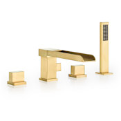 Altair Nairn Deck Mounted Roman Tub Filler with Built-In Diverter - Includes Hand Shower Brushed Gold