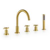 Altair Sorlia Deck Mounted Roman Tub Filler with Diverter - Includes Hand Shower Brushed Gold