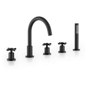 Altair Sorlia Deck Mounted Roman Tub Filler with Diverter - Includes Hand Shower Matte Black