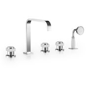 Altair Vikran Deck Mounted Roman Tub Filler with Diverter - Includes Hand Shower Polished Chrome